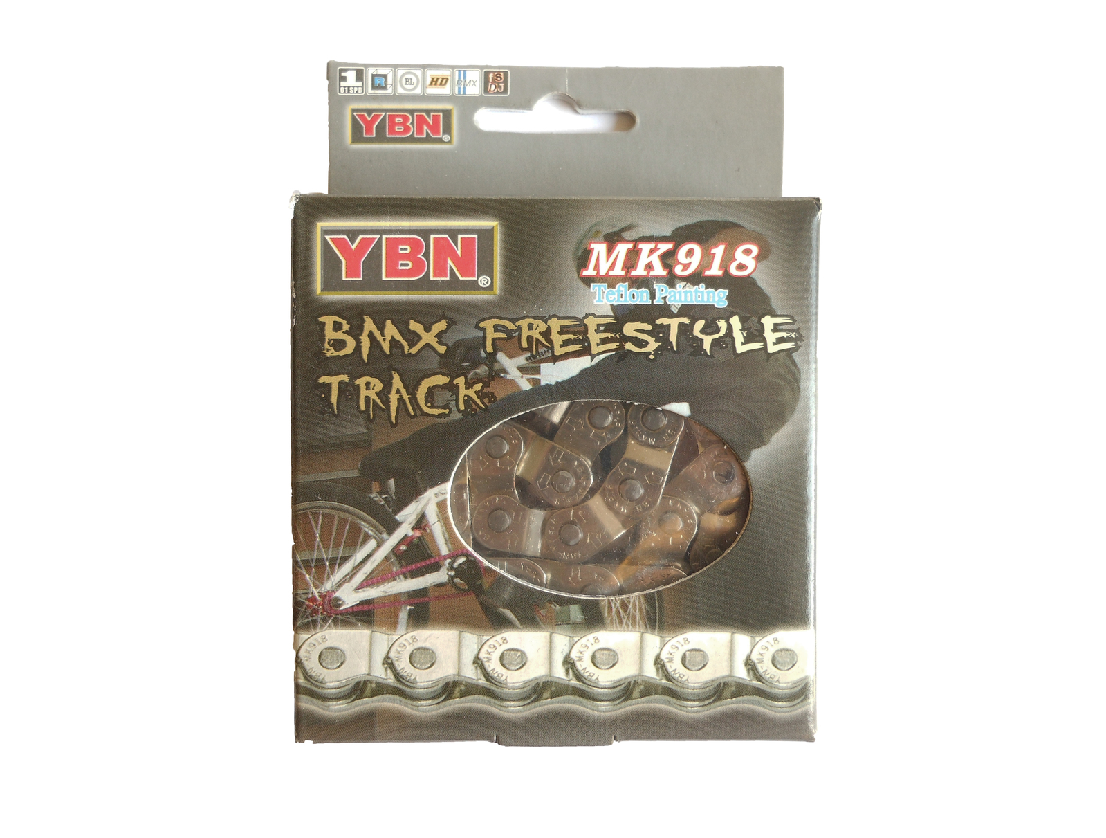 YBN PRO+ 1-Speed BMX Bike Chain 1/2x1/8 112 Links Half Link Chrome
