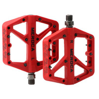 Pedal Set Large Platform Nylon Sealed Bearing and DU Bushing 9/16" Red Meroca 17036