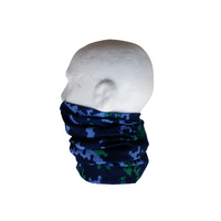 Neck/Face Non-Thermal Tube Bandana Polyester Green/White Pattern on Navy