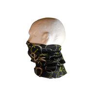 Neck/Face Non-Thermal Tube Bandana Polyester #147 Black/White/Green Circles