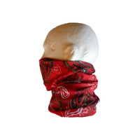 Neck/Face Non-Thermal Tube Bandana Polyester Paisley Red