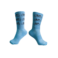 Socks Cycling Unisex 8" Breathable RW Sports 41-47 Bike Logo Mid Blue