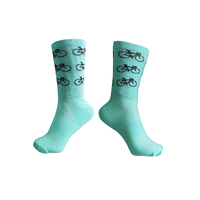 Socks Cycling Unisex 8" Breathable RW Sports 41-47 Bike Logo Celeste