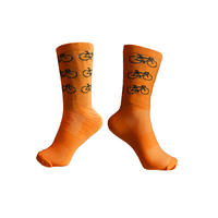 Socks Cycling Unisex 8" Breathable RW Sports 41-47 Bike Logo Orange