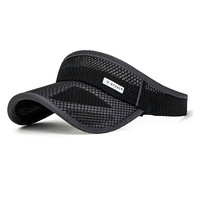Sun Cap/Visor Light Weight Mesh Adjustable Band Black/Grey SPORT