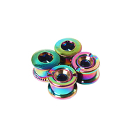 Chainring Bolt Set Single 5.0mm (4 pieces) Stainless Rainbow Plated KRSEC