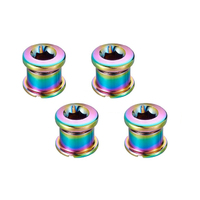 Chainring Bolt Set Double 7.5mm (4 pieces) Stainless Rainbow Plated KRSEC