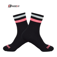 Socks Unisex Breathable Darevie Black Pink/Grey Hoops 38 - 45