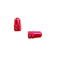 Valve Caps Bullet Style Aluminium Anodised Red Pair Schrader GUB-B
