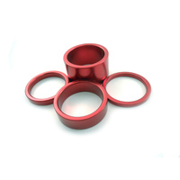 Headset Spacer Set Anodised Aluminium 1-1/8" x 35mm Red Prestine PT67A