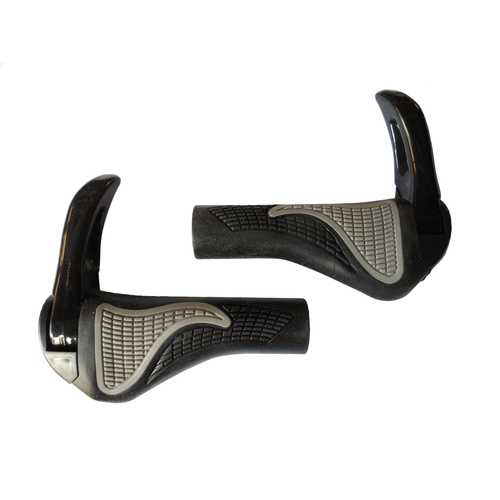 Grips Bicycle MTB Locking Cycling Ergo inc Alloy Bar Ends Black/Grey Saint 10045