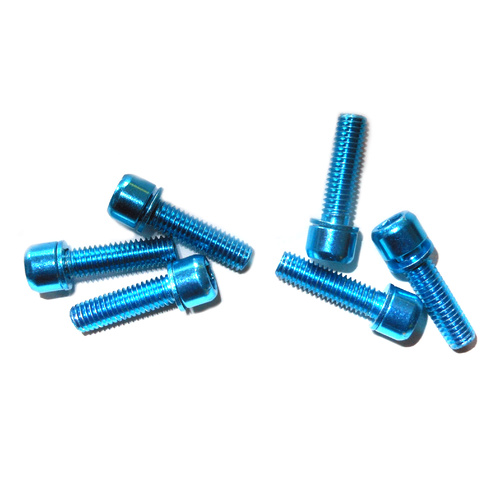 Headstem Bolt Set M5 x 18mm Plated Stainless Steel (6 pieces) Blue