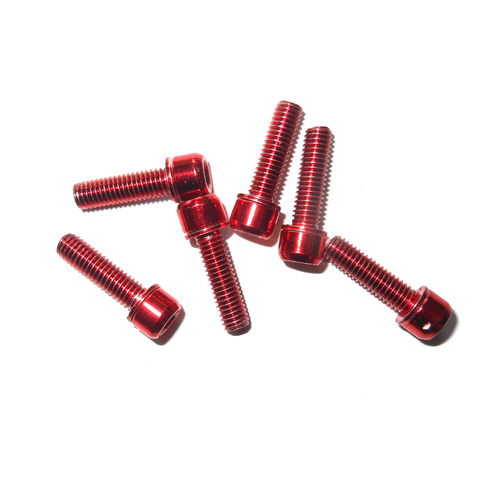 Headstem Bolt Set M5 x 18mm Plated Stainless Steel (6 pieces) Red