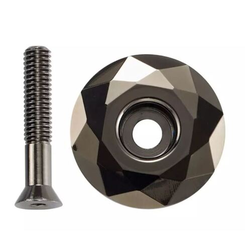 Head Stem Cap Alloy Diamond Pattern Dark Ti with Screw 1-1/8" 13035