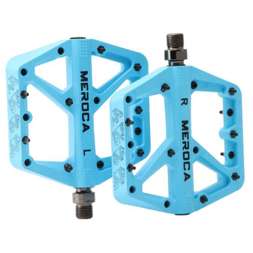 Pedal Set Large Platform Nylon Sealed Bearing and DU Bushing 9/16" Blue Meroca