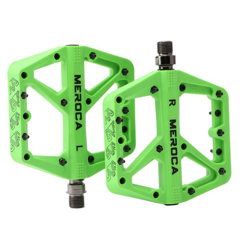 Pedal Set Large Platform Nylon Sealed Bearing and DU Bushing 9/16" Green Meroca 17036