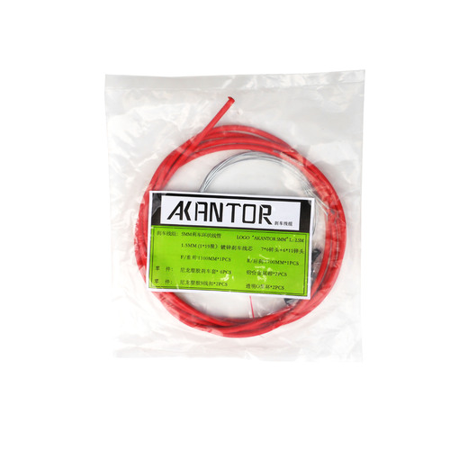 Brake Cable Set MTB Akantor with Zinc Inners Red