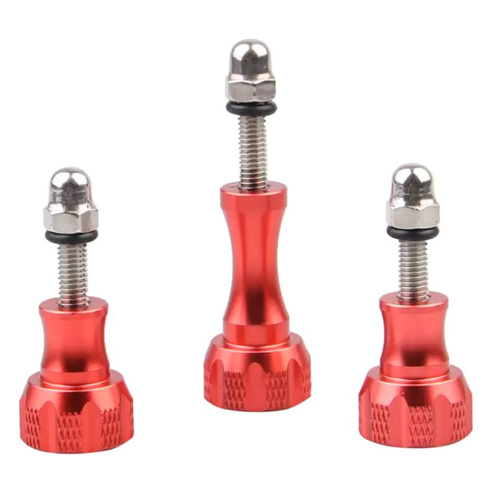 Camera Mount Thumb Screws Knurled Alloy (pack of 3) suit Gopro etc Red