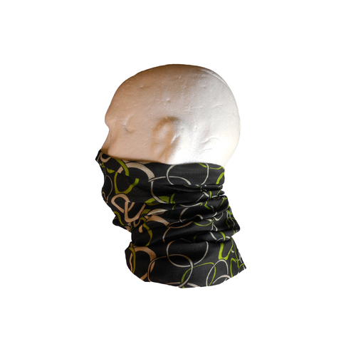 Neck/Face Non-Thermal Tube Bandana Polyester #147 Black/White/Green Circles