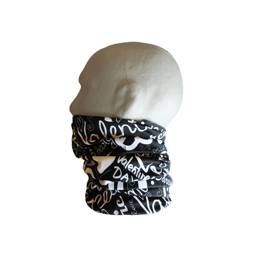 Neck/Face Non-Thermal Tube Bandana Polyester Valentine Black Darevie Premium