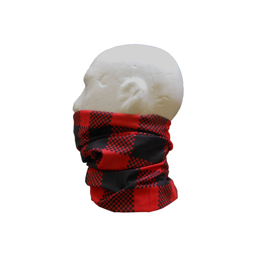 Neck/Face Non-Thermal Tube Bandana Polyester Tartan Red/Black