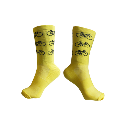 Socks Cycling Unisex 8" Breathable RW Sports 41-47 Bike Logo Yellow