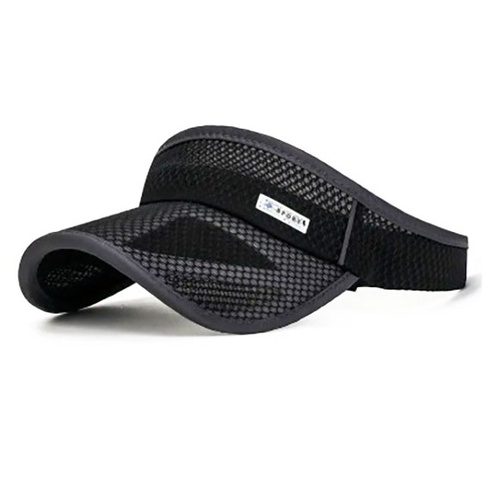 Sun Cap/Visor Light Weight Mesh Adjustable Band Black/Grey SPORT