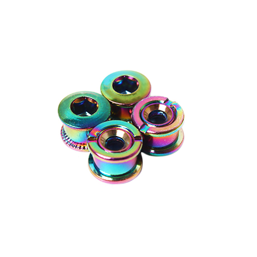 Chainring Bolt Set Single 5.0mm (4 pieces) Stainless Rainbow Plated KRSEC