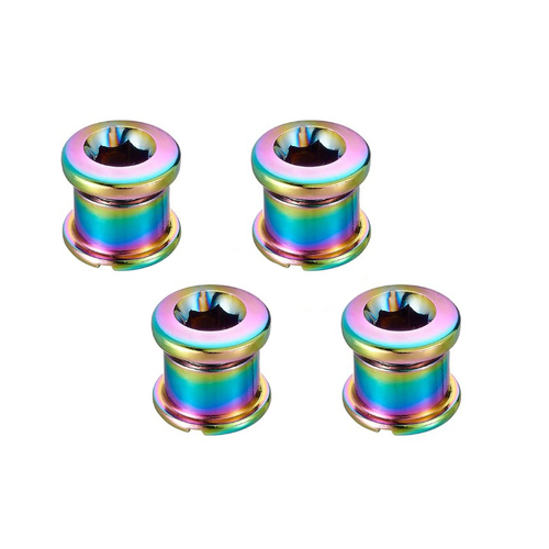 Chainring Bolt Set Double 7.5mm (4 pieces) Stainless Rainbow Plated KRSEC