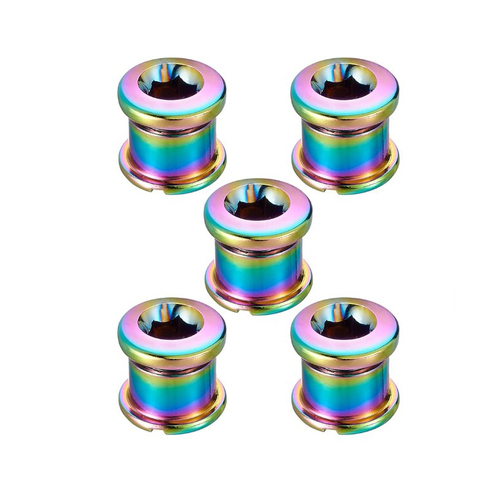 Chainring Bolt Set Double 7.5mm (5 pieces) Stainless Rainbow Plated KRSEC