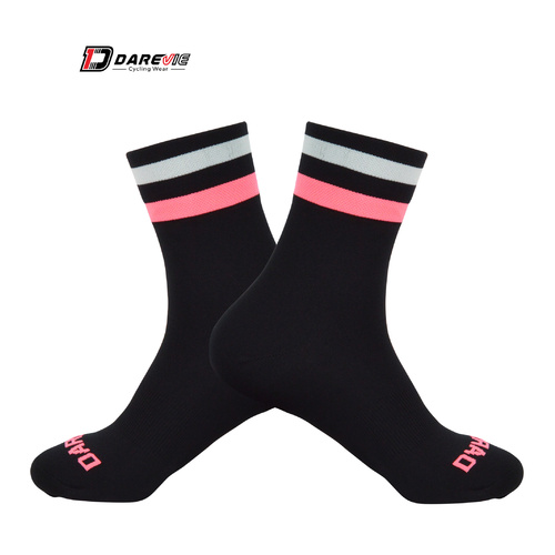 Socks Unisex Breathable Darevie Black Pink/Grey Hoops 38 - 45