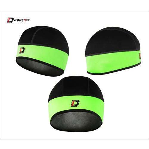 Skull Cap Beanie Winter with Windproof Headband Black/Green DVA014