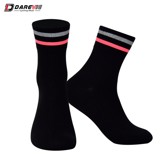  Socks Unisex Breathable Darevie Reflective Pink/Grey Hoops 38 - 45