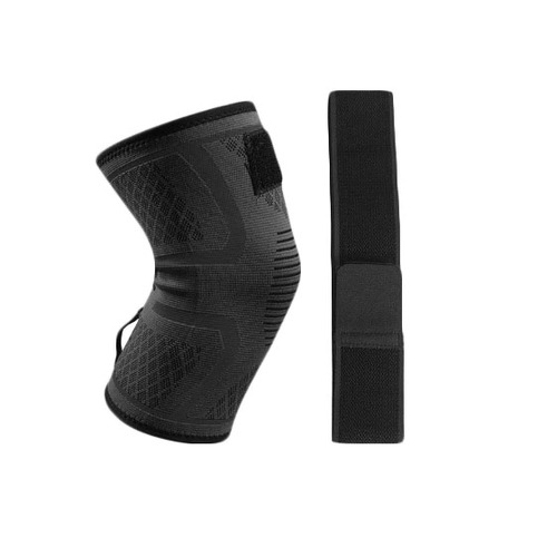 Knee Compression Support Guard Black/Charcoal Medium with Strap HJ001