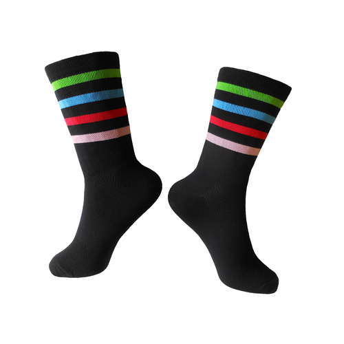 Socks Cycling Unisex 8" Breathable Rongwei Sports 41-47 Hoops Rainbow