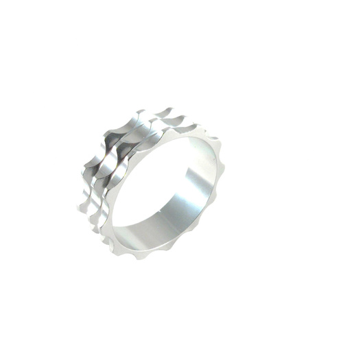 Headset Spacer 1-1/8" x 10mm Anodised Silver Serrated Dorcus