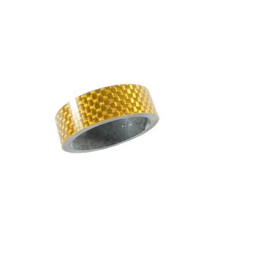 Carbon Headset Spacer 10mm x 1-1/8" Gold x 35mm 3k Weave Gloss Dorcus