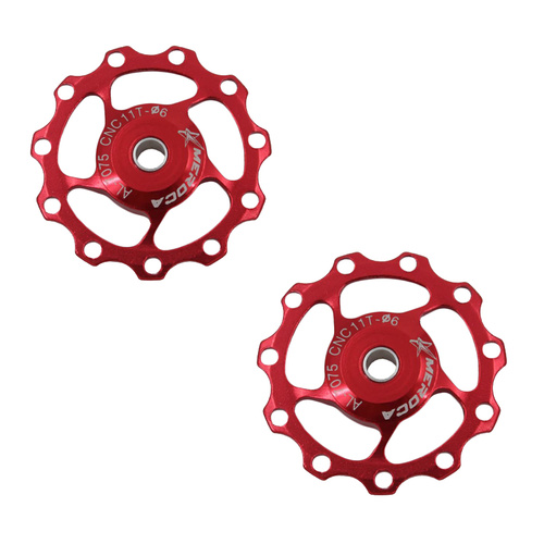 Jockey Wheel Shimano/Sram (pair) 11T T7075 4/5/6mm Sealed Bearing Meroca Red