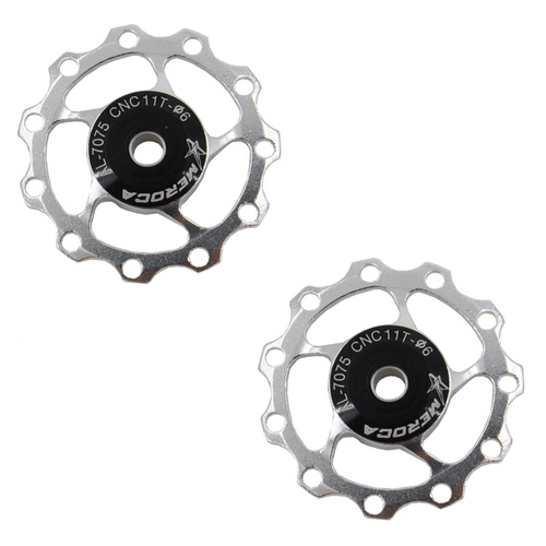 Jockey Wheel Shimano/Sram (pair) 11T T7075 4/5/6mm Sealed Bearing Meroca Silver