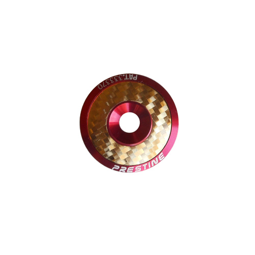 Head Stem Cap Alloy Anodised Red with Brass Carbon Pattern Alloy Insert L5105