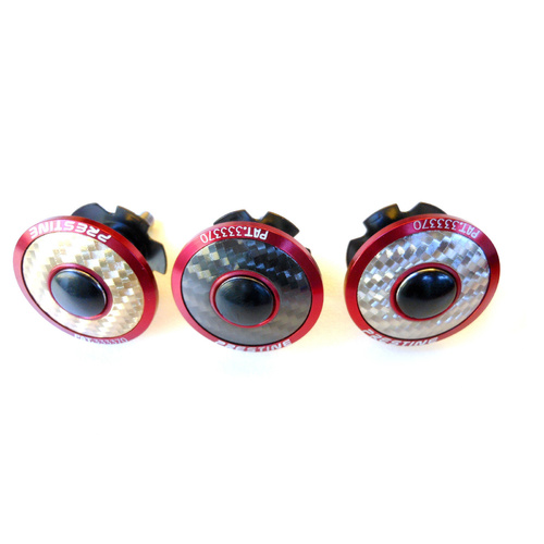 Head Stem Cap 1-1/8" Alloy Red with Carbon Pattern - Double Star Nut PT1710SCF