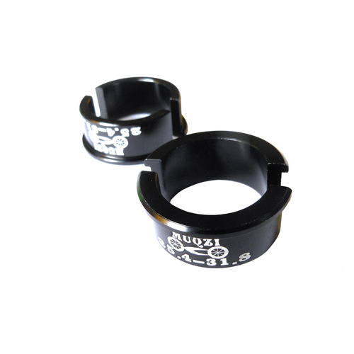 Handlebar Reducer Shims Alloy 31.8mm to 25.4mm Anodised Black MUQZI 4 Piece