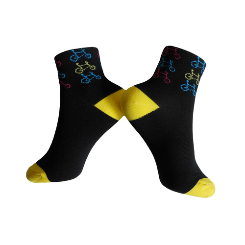 Socks Cycling Womens Summer Breathable EU 38 - 42 Black with Bike Logos