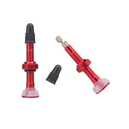 Valves Pair Tubeless Alloy 40mm Removable Valve Saint Red