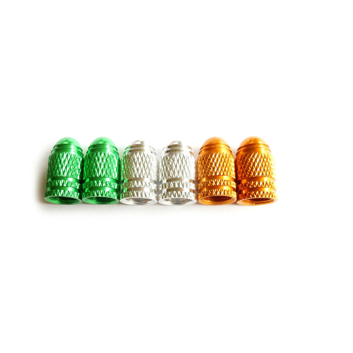 Valve Caps Knurled (Pair) Aluminium Anodised Schrader GUB Silver only